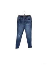 American Rag Cie Women&#39;s 13 Skinny Jeans Medium Wash Blue Denim Stretch Distress - £11.58 GBP