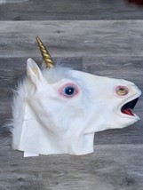 Funny Unicorn Hourse Full Head Latex Mask Bizarre Mask Halloween Cosplay Props - £10.24 GBP