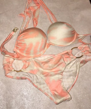Victorias Secret Bikini Tie Dye Bombshell +2Cup Halter  34A Medium Cheek... - £91.97 GBP