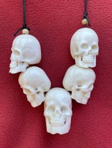 Tantric Buddhist Carved 5 Skulls Of Impermanence Shamanic Power Necklace - £63.03 GBP