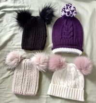 Lot Of 4 New Furry Fluffy Knitted Beanies Hats Clearance Sale! New Adult/Teen - £18.82 GBP
