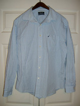 Nautica Classic Fit Oc EAN Washed 34/35 Blue White Long Sleeve Men&#39;s Shirt (Nwot) - £10.15 GBP