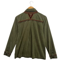 Lucky Brand Top Womens Medium Green Button Up Embroidered Southwestern Boho - €17,31 EUR