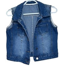 Unknown Brand Women&#39;s Distressed Denim Vest Four Button Front Size XS - $14.03