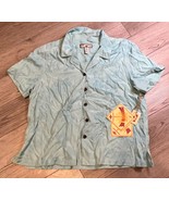 Caribbean Joe Easy Care Silk Button Down Shirt Light Blue Hawaiian NWT - $20.21