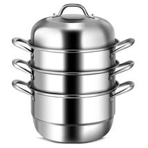 3 Tier Stainless Steel Cookware Pot Saucepot Steamer - Color: Silver - $2,444.95 MXN