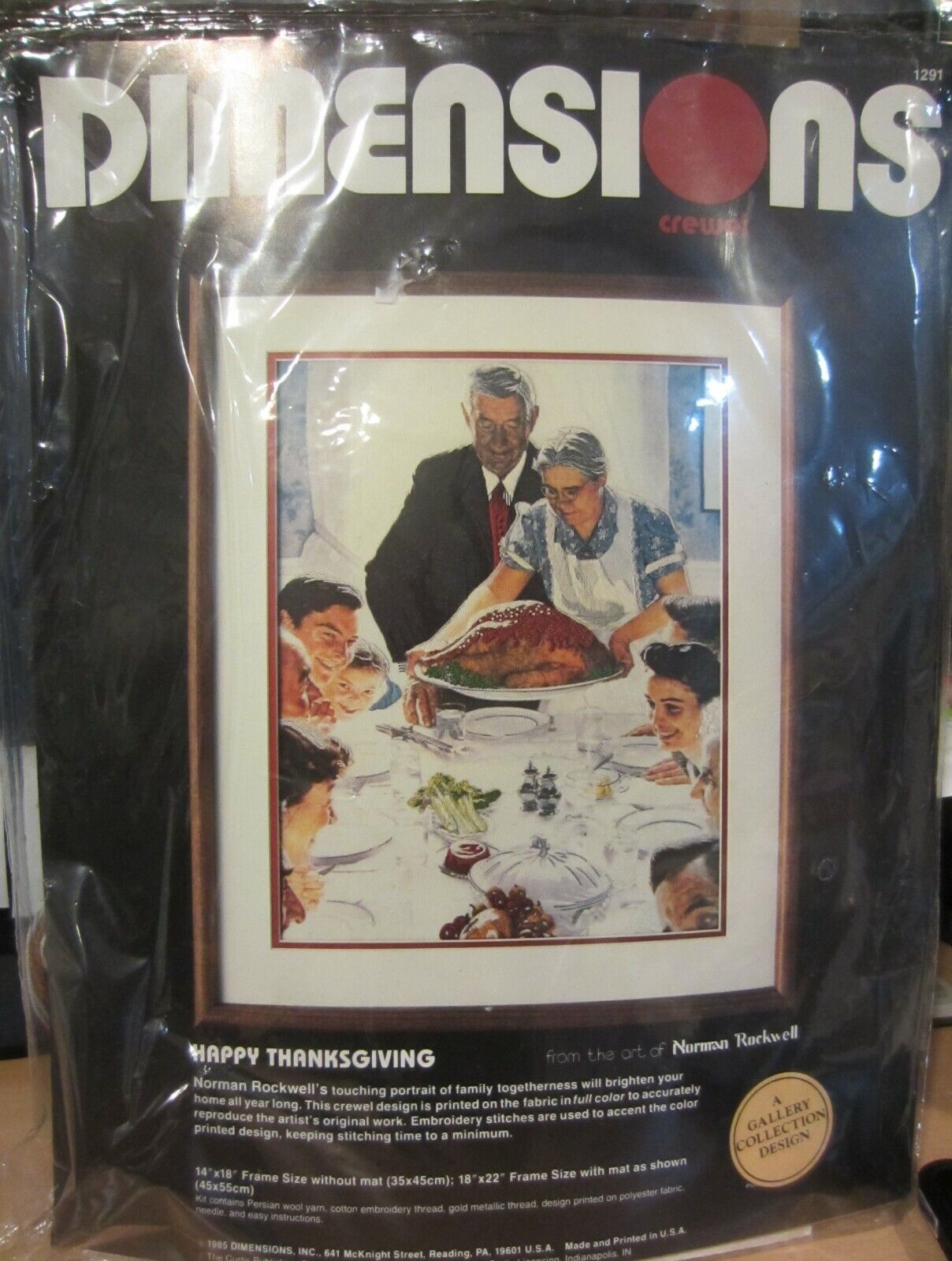 Primary image for Dimension Norman Rockwell Happy thanksgiving  Crewel kit NEW