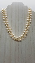 Vintage Roman RMN Hand Knotted Faux Pearl Multi Strand 15&quot; Necklace White Luster - £11.65 GBP