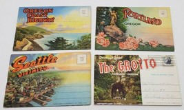 4 Vtg Portland Oregon Coast Grotto Seattle Souvenir Postcard Folder Booklet Lot  - £30.92 GBP