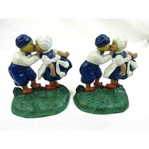 Vintage Cast Iron Kissing Dutch Girl and Boy Hubley 332 Bookends Door Stops - $43.65