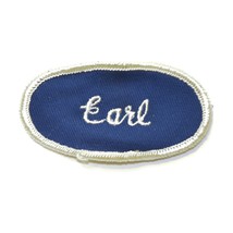 Vintage Earl Name Oval Patch Work Uniform Tag Worker Blue 3 1/4 x1 5/8&quot; NOS - $3.47