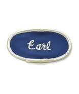 Vintage Earl Name Oval Patch Work Uniform Tag Worker Blue 3 1/4 x1 5/8&quot; NOS - £2.81 GBP