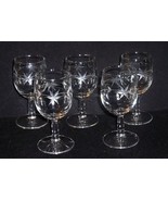 5 Vtg Starburst Etched Crystal Stem 5 1/2 Wine/Liqueur/Cordial Bar Glasses - £13.91 GBP