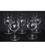 5 Vtg Starburst Etched Crystal Stem 5 1/2 Wine/Liqueur/Cordial Bar Glasses - £13.31 GBP