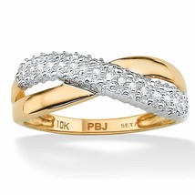 PalmBeach Jewelry 3/8 TCW Solid 10k Yellow Gold Diamond Accent Crossover Ring - £236.06 GBP