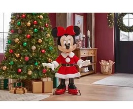 Disney 4 ft. Animated Holiday Santa Minnie Mouse Christmas Sings Talks - $277.19