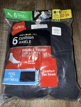 Hanes ~ 6-Pair Black Socks Ankle Cotton Blend Big &amp; Tall ~ Size 12-14 - $33.71 CAD