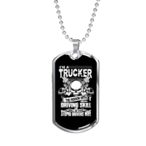 Trucker Person With Driving Skill Dog Tag Stainless Steel or 18k Gold W 24&quot; - £37.60 GBP+