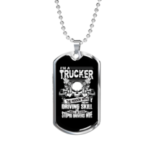 Trucker Person With Driving Skill Dog Tag Stainless Steel or 18k Gold W 24&quot; - £38.02 GBP+