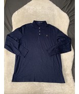 Polo Ralph Lauren Mens Blue Long Sleeve Polo Shirt Green Pony Size XL Cl... - $17.80
