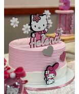 Hello Kitty Birthday Cake Topper | Rainbow Flower Theme | Cake Decoration - $33.99
