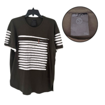Switch Remarks Men&#39;s XL Olive Green Stripe T-Shirt Zipper Pocket Streetw... - $17.82