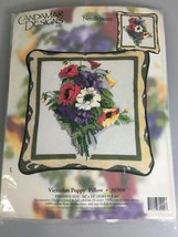 Candamar Designs Victorian Poppy Pillow Needlepoint Kit 30900 NEW Made in USA - £25.40 GBP