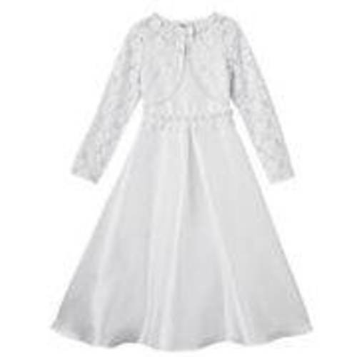 Primary image for Girls Dress & Bolero Jacket Bonnie Jean White Wedding or Communion 2 Pc -sz 5