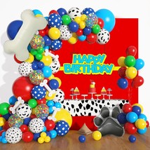 155Pcs Paw Balloons Garland Arch Kit, Dog Bone Paw Print Foil Balloons Red Yello - £24.03 GBP