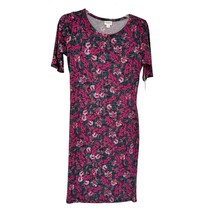LuLaRoe Retired Julia Dress S Pink Teal Orange Floral Print SS Form Fit NWT - £14.79 GBP