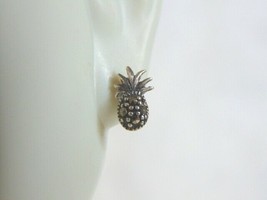 Womens Vintage Estate Sterling Silver Pineapple Earrings 1.1g E5395 - £15.78 GBP