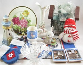 Mixed 13 Pc. Lot Vtg Home Decor Figurines, Lighthouse, Crystal Ring Holder, Etc. - £21.34 GBP
