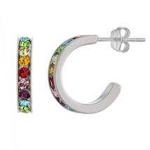 Giani Bernini  Rainbow Crystal Small (5/8) Hoop Earrings in Sterling Silver - £14.54 GBP