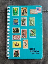 Vintage Blue Ribbon Stock Book Spiral Bound Soft Cover Ready For Stamps ... - $23.74