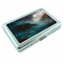 Ocean Waves Em2 Silver Metal Cigarette Case RFID Protection Wallet - £13.19 GBP