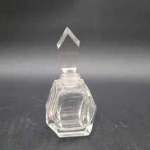 Vintage Thick Blocked Art Deco Wedge Clear Glass Perfume Bottle - $11.87