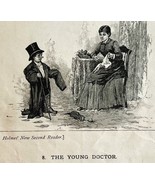 1878 Print The Young Doctor Lessons In English 6 x 4.75&quot; Antique - $28.07 CAD