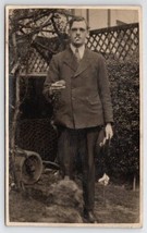RPPC Man With Cigarette In Yard Real Photo Postcard B39 - £5.46 GBP