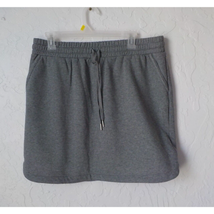 Maurices Gray Terry Fleece Mini Skirt Women size Large Side Pocket Elast... - £10.27 GBP