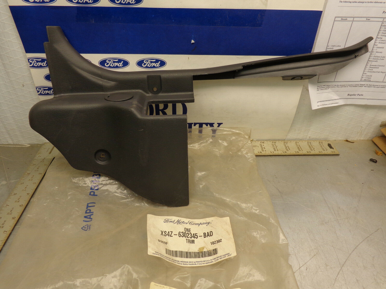 FORD XS4Z-6302345-BAD Cowl Trim LH Black Interior Floor Side OEM NOS - $29.97