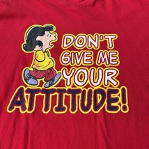 VTG 90&#39;s Charlie Brown Lucy Women 26/28 V-Neck T-shirt Red Don’t Give At... - $23.38