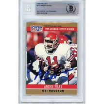 Andre Ware Houston Cougars Signed 1990 Pro Set Heisman BGS On-Card Auto Slab RC - £63.66 GBP