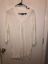 Lands End Womens SZ Small White Floral Textured Swim Beach Coverup EUC - $14.84