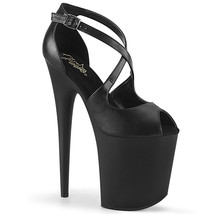 Pleaser FLAMINGO-821 Black Matte Sexy Women 8&quot; Heel Platform Criss Cross Sandal - £53.64 GBP