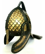 Medieval Roman Spartan Armor Helmet Antique Brass Viking Mask with Long ... - £130.34 GBP
