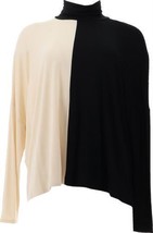 WynneLayers Colorblock Unstrctured Turtleneck (ECRU/BLACK, XXS) 770329 - $19.38