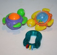 3 Munchkin Baby Bath Time Turtles Rattle Wobble Ball Spins Teething Plastic Toy  - £9.16 GBP