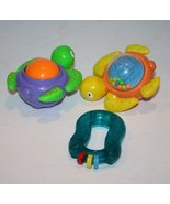 3 Munchkin Baby Bath Time Turtles Rattle Wobble Ball Spins Teething Plas... - £9.27 GBP