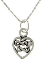 Jewelry Trends Celtic Knot Heart Small Charm Sterling Silver Necklace 18&quot; - £28.05 GBP