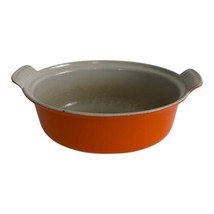 Vintage Le Creuset #26 Cast Iron Dutch Oven Flame Orange 2.5 Qt. France ... - $44.33